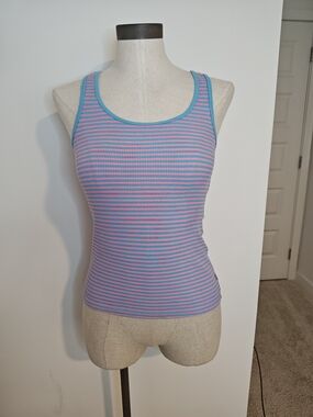 Levi's Blue and Pink Striped Ribbed Tank Top